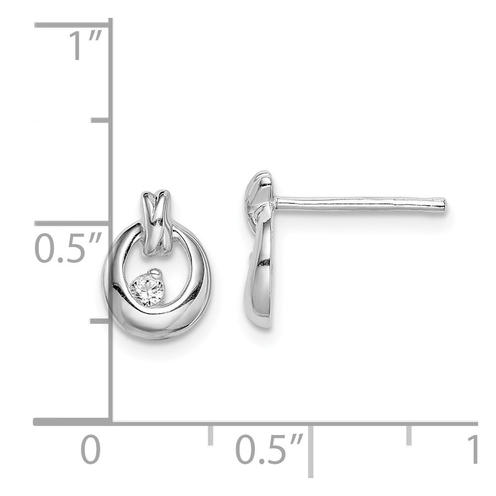 Sterlingsilber Rhodiniert Poliert Zirkonia Kreis Ohrstecker