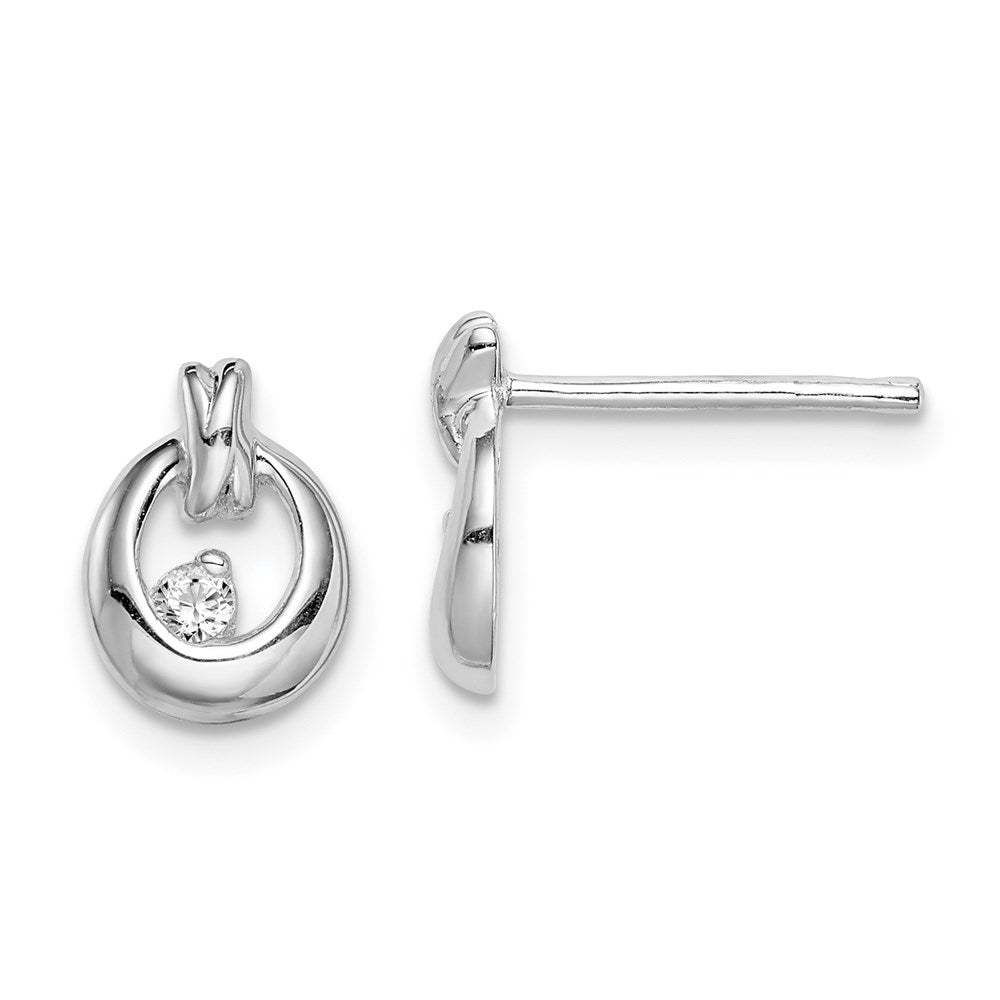 Sterlingsilber Rhodiniert Poliert Zirkonia Kreis Ohrstecker