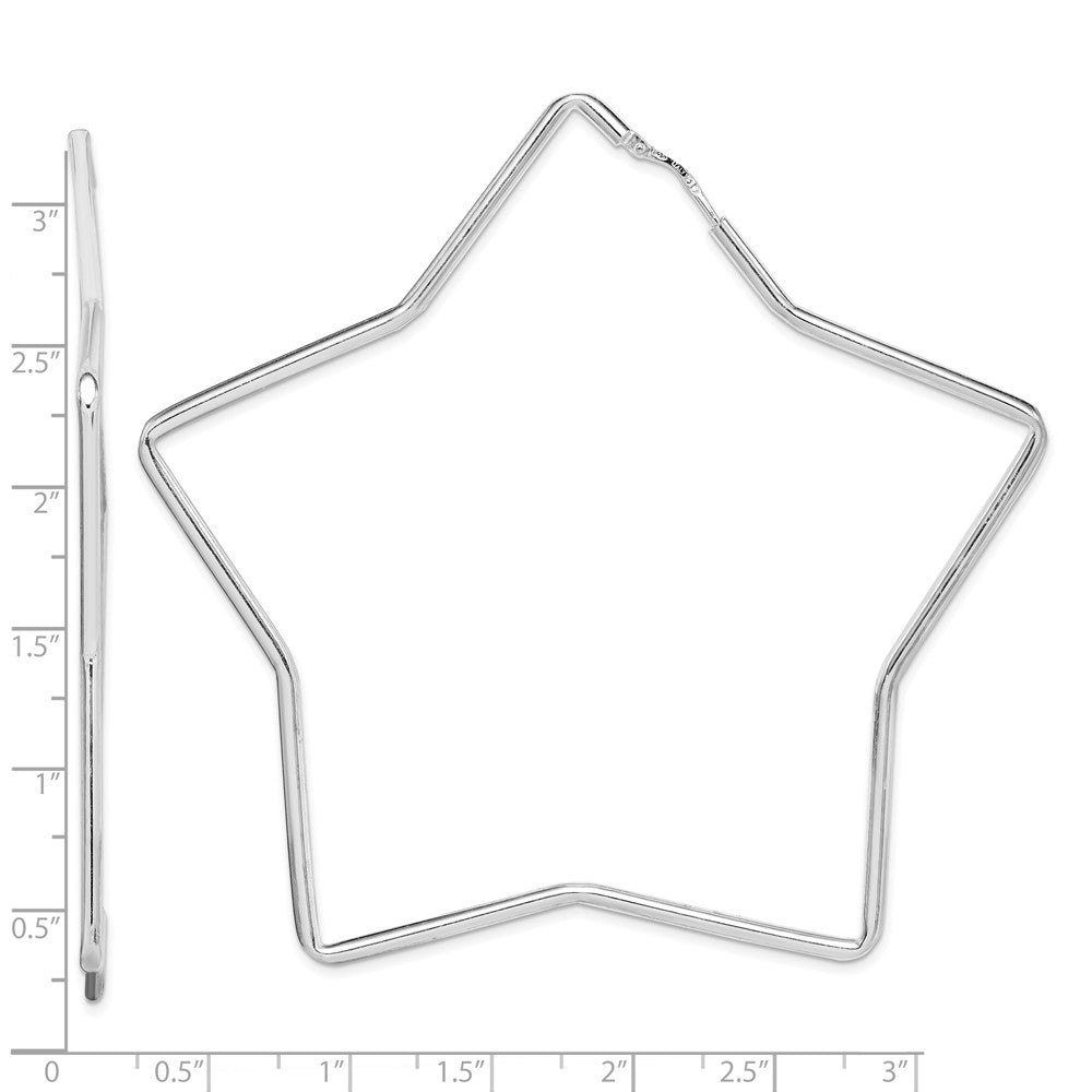 Sterlingsilber Rhodiniert 2mm Stern Creolen