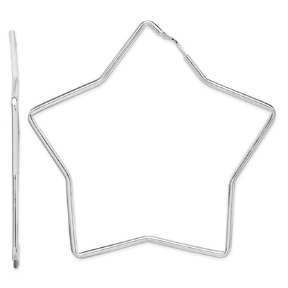 Sterlingsilber Rhodiniert 2mm Stern Creolen