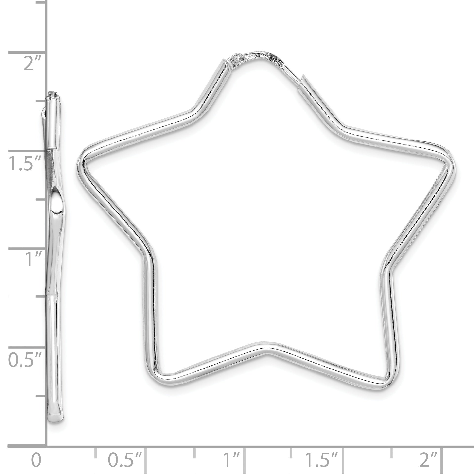 Sterlingsilber Rhodiniert 2mm Stern Creolen