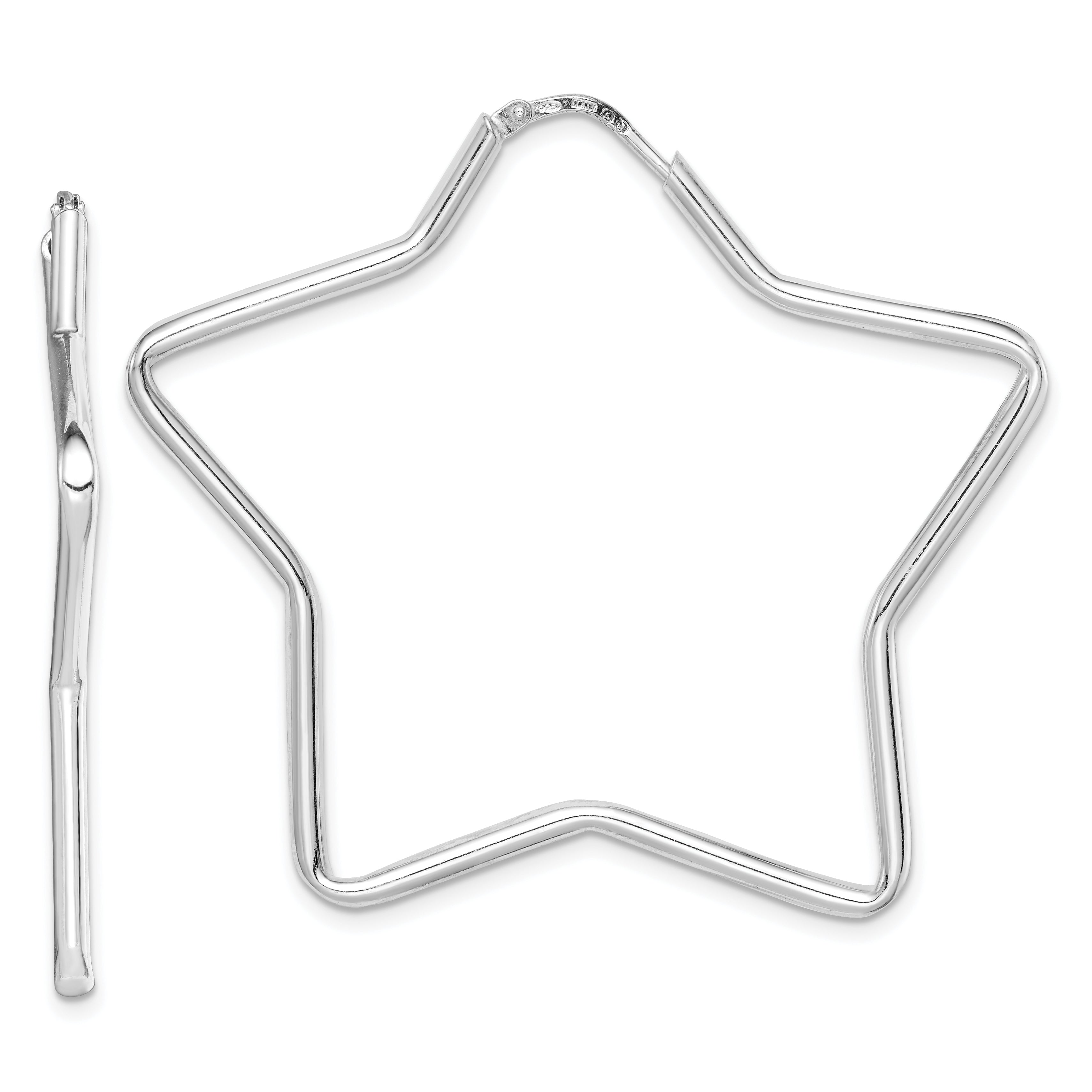 Sterlingsilber Rhodiniert 2mm Stern Creolen