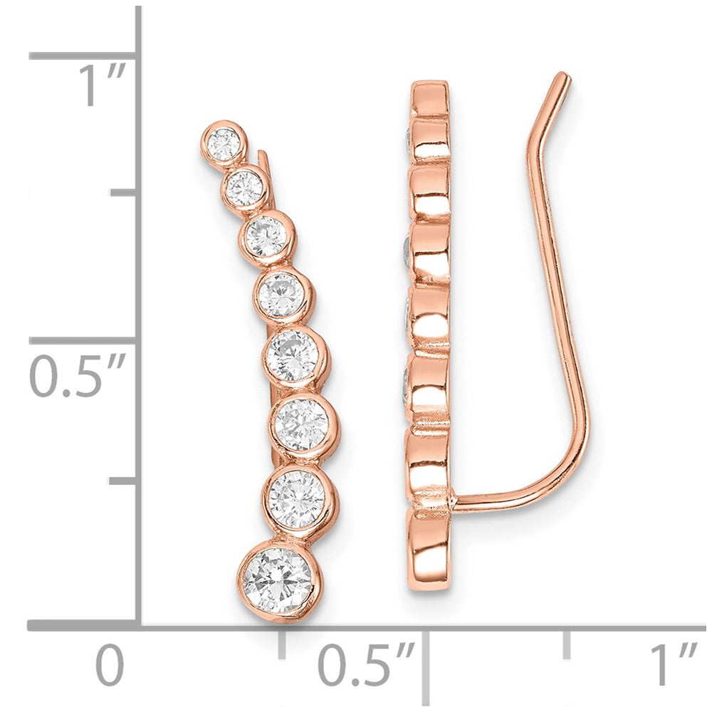 Ss/roségoldbeschichtet Sterlingsilber Roséfarben Poliert Abgestuft Zirkonia Ohr Climber Ohrringe