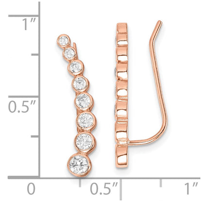 Ss/roségoldbeschichtet Sterlingsilber Roséfarben Poliert Abgestuft Zirkonia Ohr Climber Ohrringe