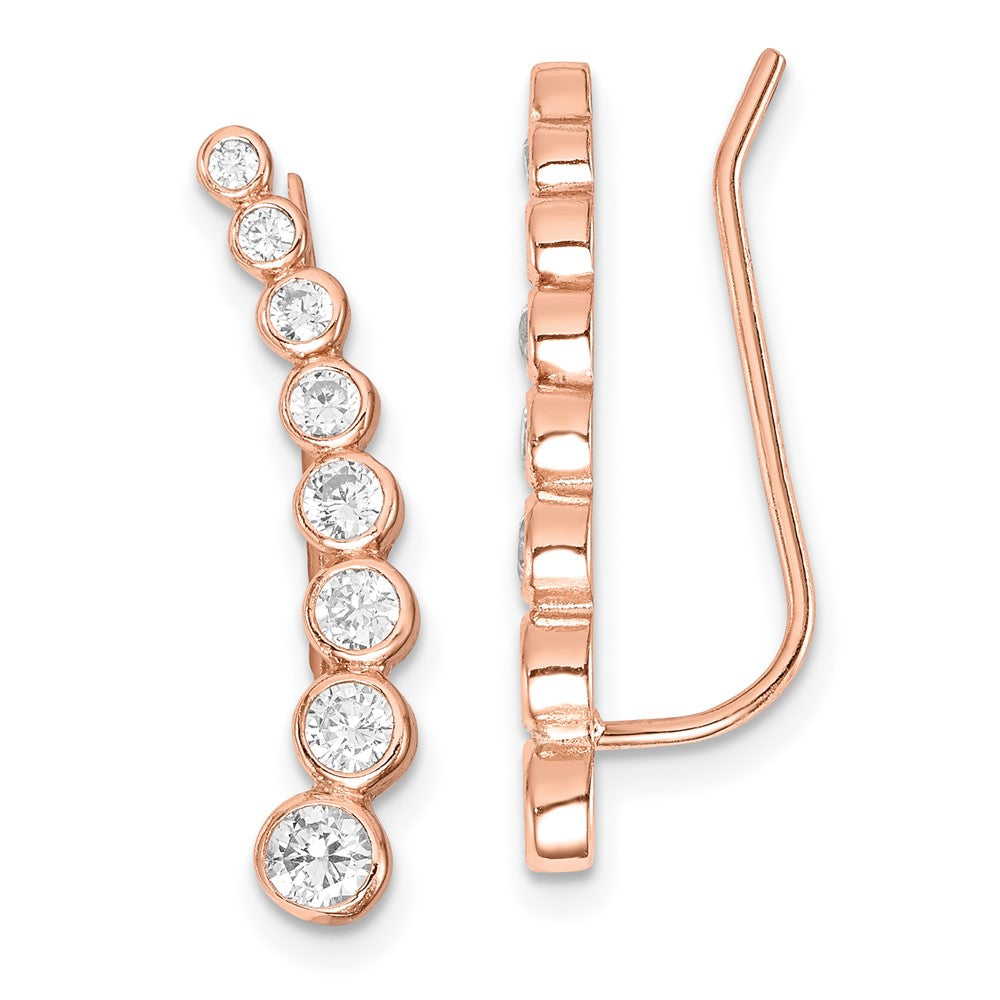 Ss/roségoldbeschichtet Sterlingsilber Roséfarben Poliert Abgestuft Zirkonia Ohr Climber Ohrringe