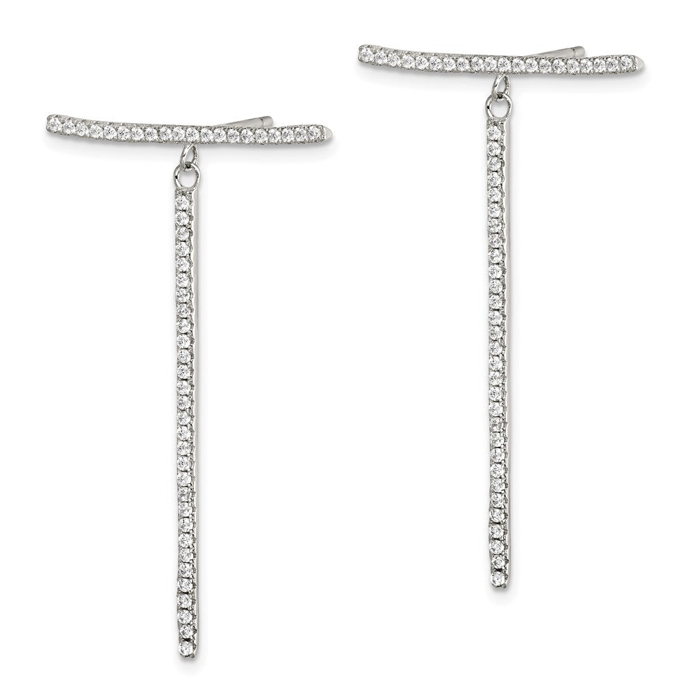Sterlingsilber Weiß Zirkonia Hängend Stab Ohrstecker