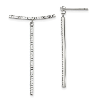 Sterlingsilber Weiß Zirkonia Hängend Stab Ohrstecker
