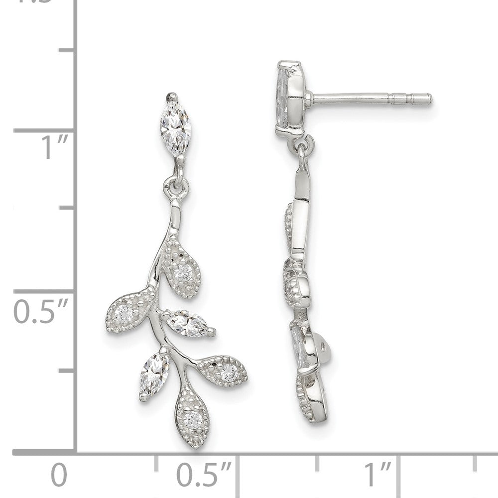 Sterlingsilber Poliert Zirkonia Branch und Leaves Stecker Ohrhänger