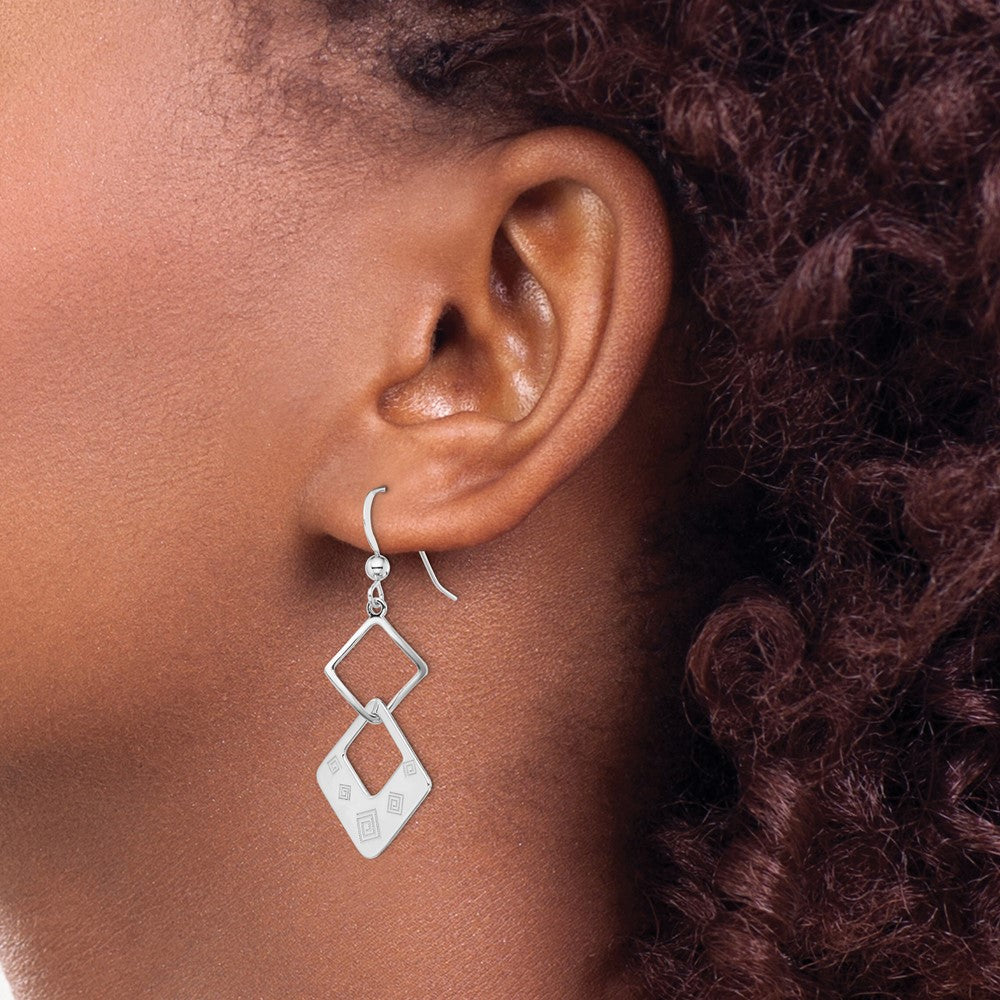 Sterlingsilber Poliert Geometric Design Diamant Form Ohrhänger