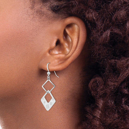 Sterlingsilber Poliert Geometric Design Diamant Form Ohrhänger