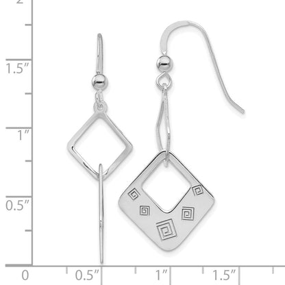 Sterlingsilber Poliert Geometric Design Diamant Form Ohrhänger