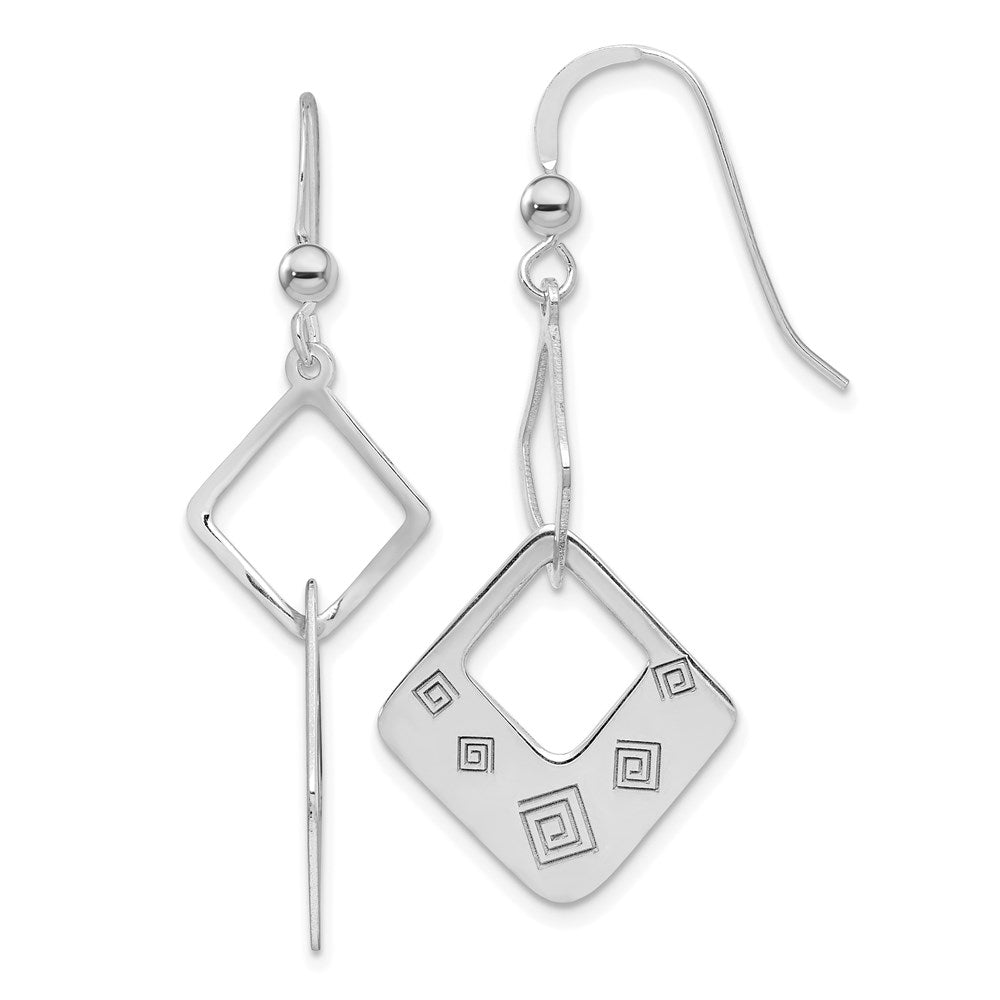 Sterlingsilber Poliert Geometric Design Diamant Form Ohrhänger