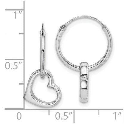 Sterlingsilber Rhodiniert Herz Creole Ohrring