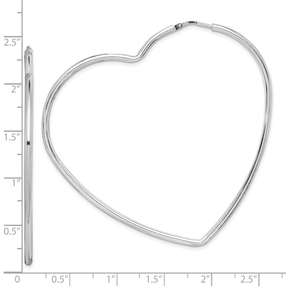 Sterlingsilber Rhodiniert 2mm Herz Creolen