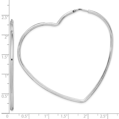 Sterlingsilber Rhodiniert 2mm Herz Creolen
