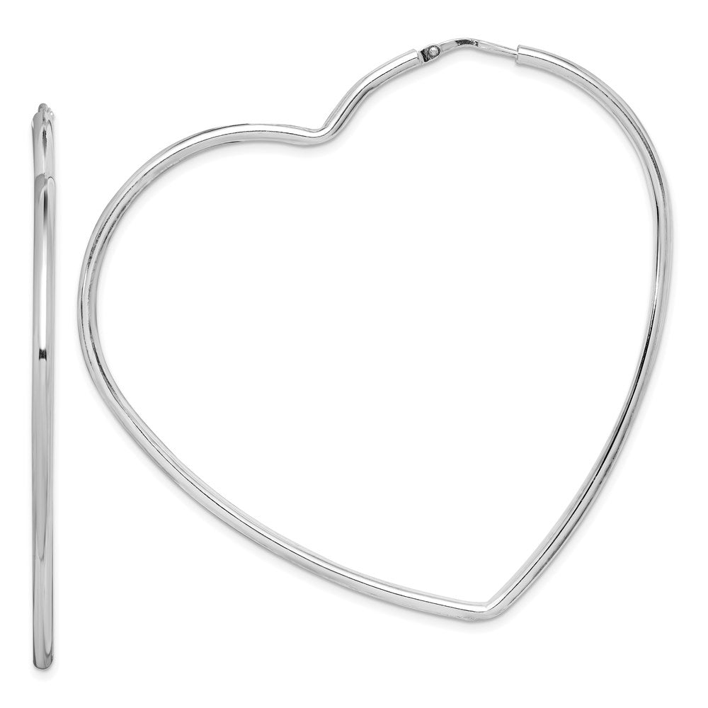Sterlingsilber Rhodiniert 2mm Herz Creolen