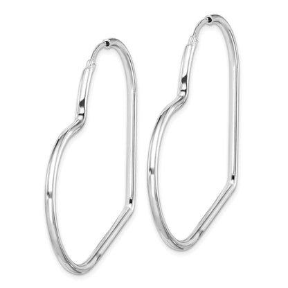 Sterlingsilber Rhodiniert 2mm Herz Creolen