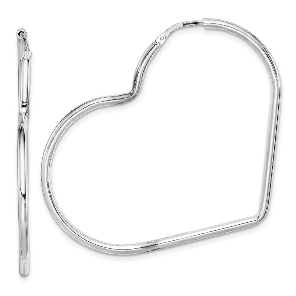 Sterlingsilber Rhodiniert 2mm Herz Creolen