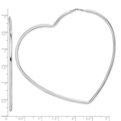 Sterlingsilber Rhodiniert 2mm Herz Creolen