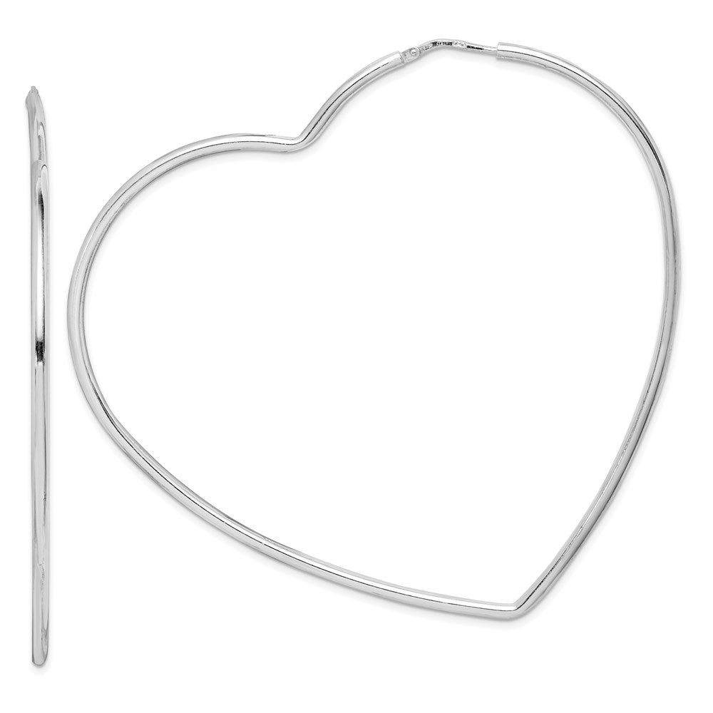 Sterlingsilber Rhodiniert 2mm Herz Creolen