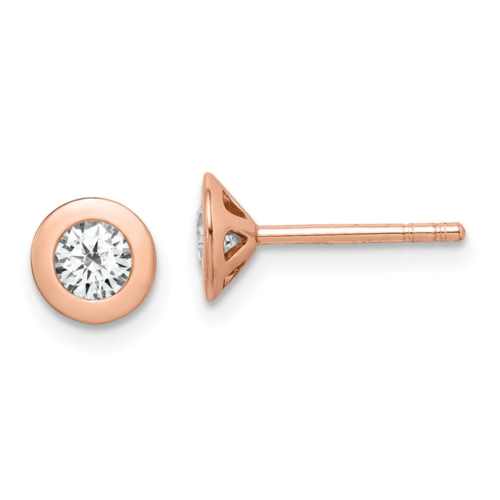 Sterlingsilber Roséfarben Gebürstet Zirkonia Ohrstecker
