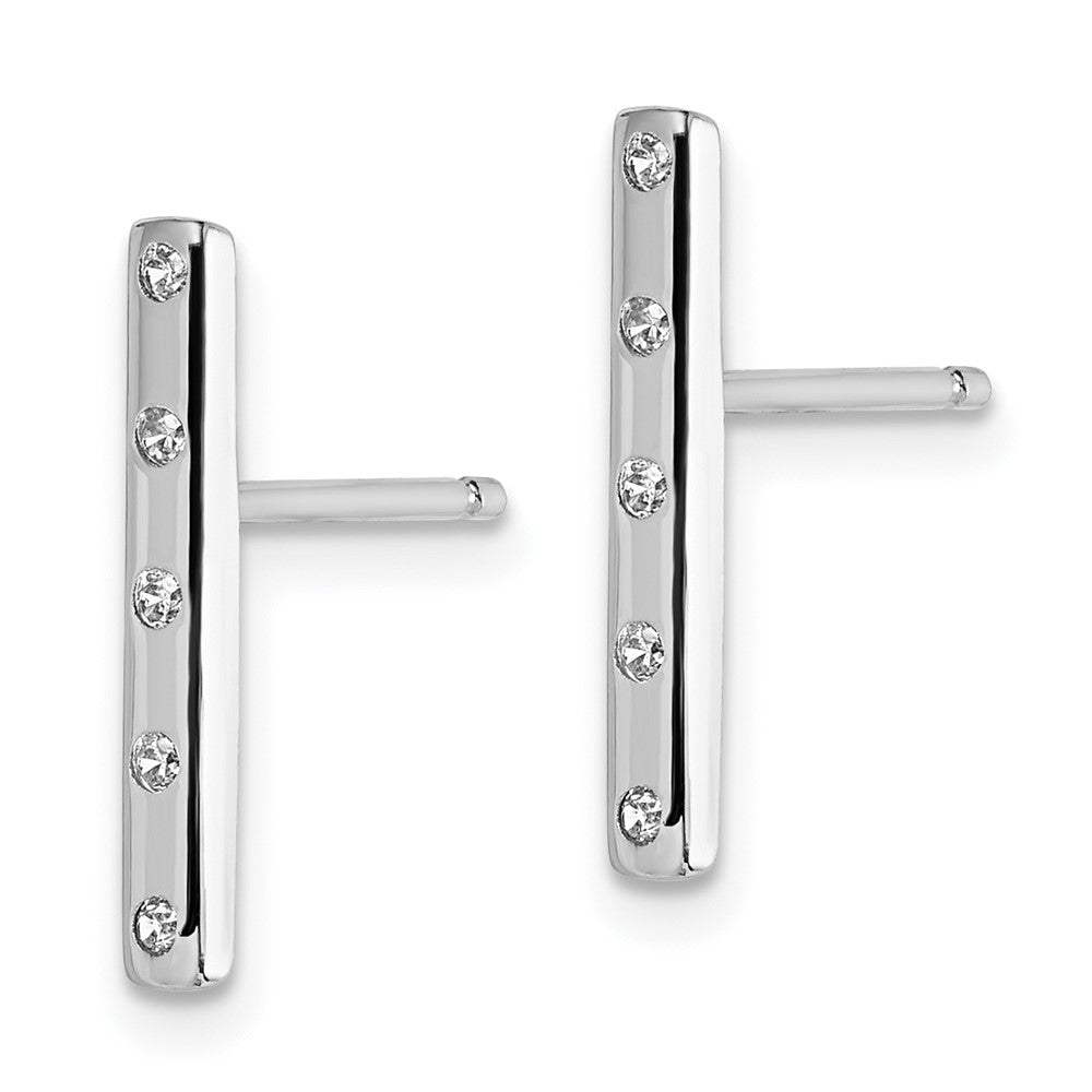 Sterlingsilber Rhodiniert Poliert Zirkonia Stab Ohrstecker