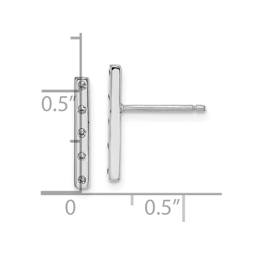 Sterlingsilber Rhodiniert Poliert Zirkonia Stab Ohrstecker