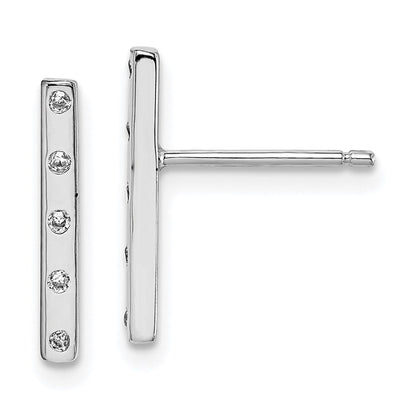 Sterlingsilber Rhodiniert Poliert Zirkonia Stab Ohrstecker