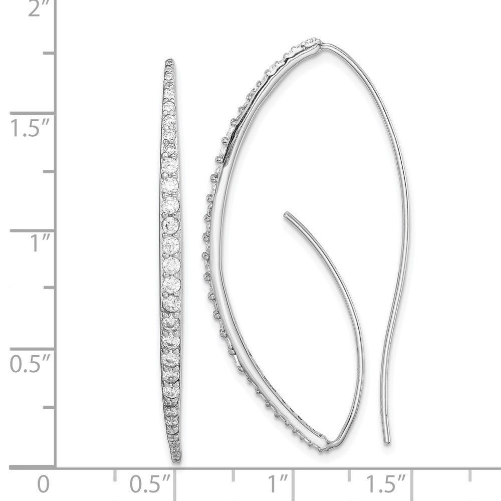 Sterlingsilber Rhodiniert Zirkonia Durchzieher-Ohrringe