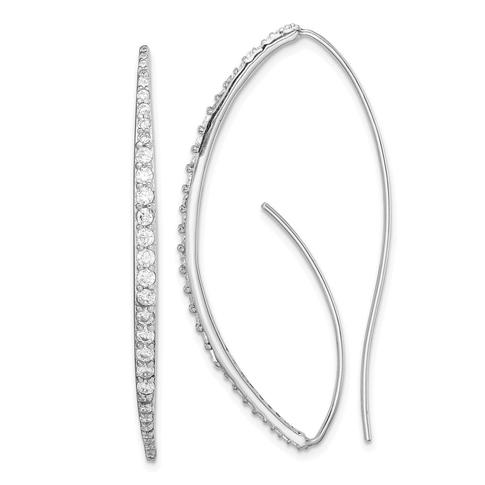 Sterlingsilber Rhodiniert Zirkonia Durchzieher-Ohrringe