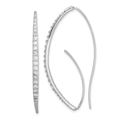 Sterlingsilber Rhodiniert Zirkonia Durchzieher-Ohrringe