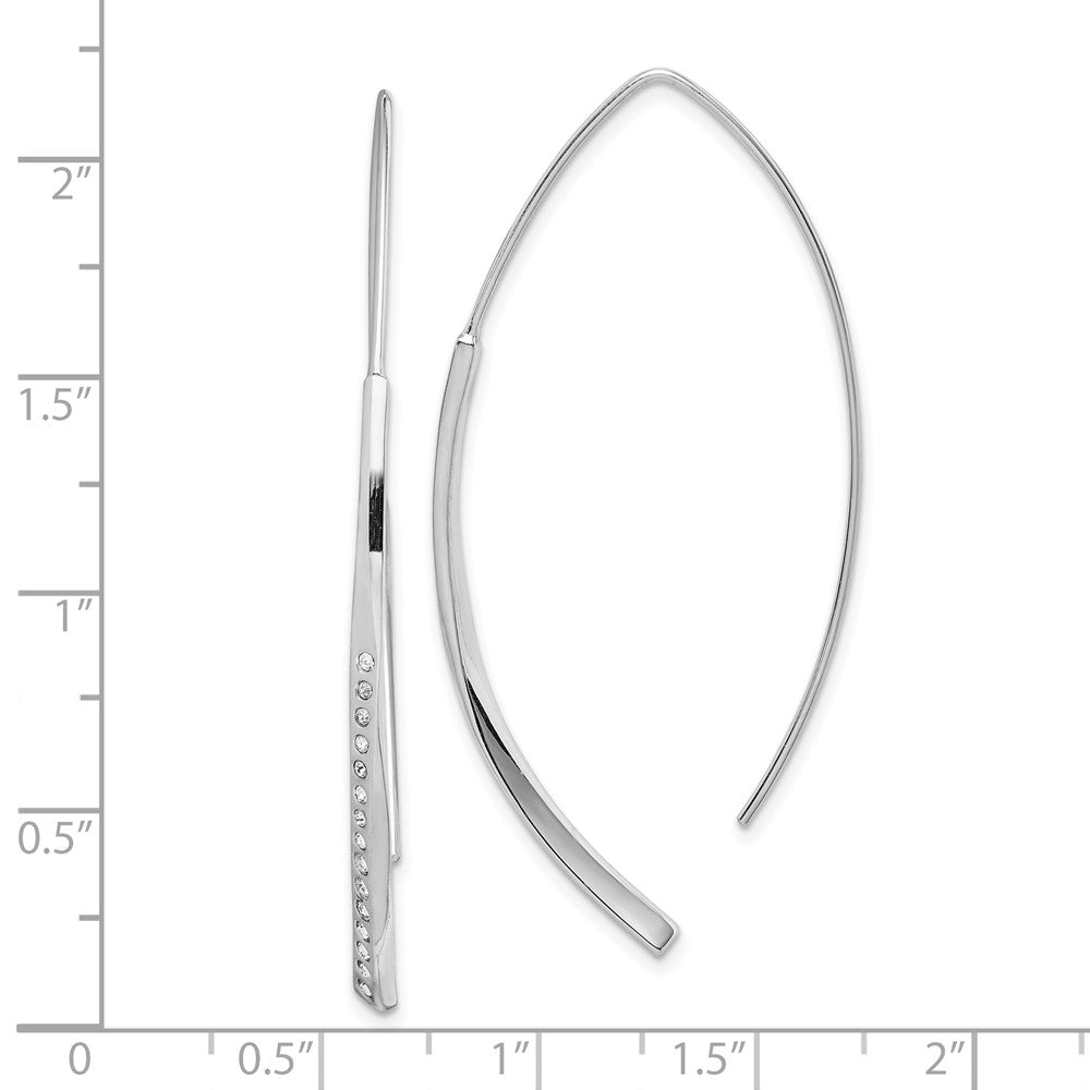 Sterlingsilber Rhodiniert Zirkonia Durchzieher-Ohrringe