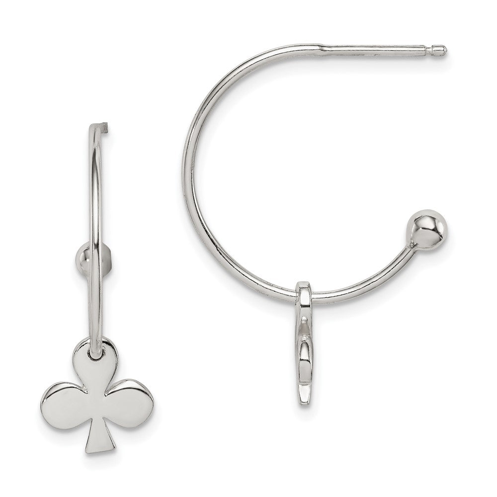 Sterlingsilber Poliert Klee J-hoop Ohrstecker