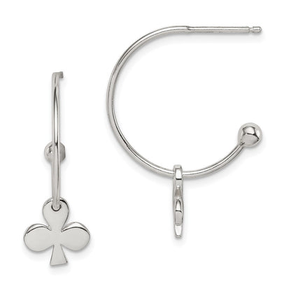 Sterlingsilber Poliert Klee J-hoop Ohrstecker