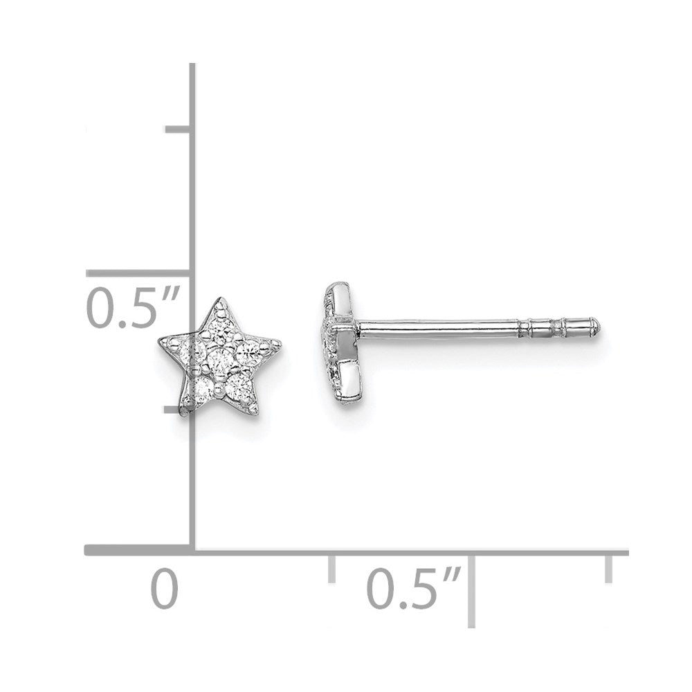 Sterlingsilber Rhodiniert Zirkonia Stern Ohrstecker