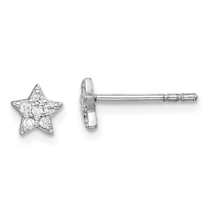 Sterlingsilber Rhodiniert Zirkonia Stern Ohrstecker