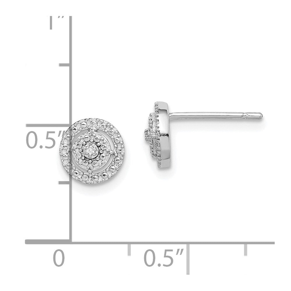 Sterlingsilber Rhodiniert Poliert & Strukturiert Diamant Kreis Ohrstecker