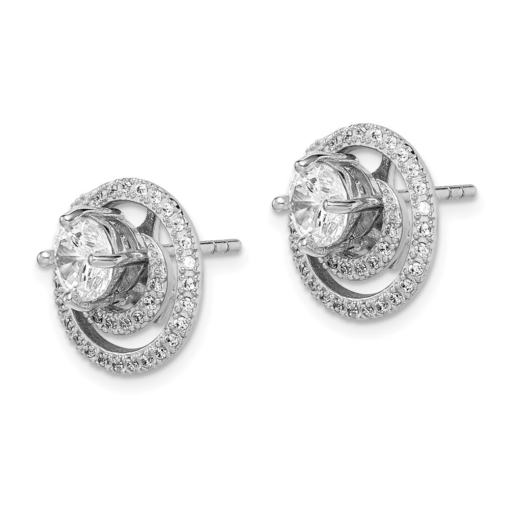 Sterlingsilber Rhodiniert 6mm Rund Zirkonia mit Wirbel Jacken Ohrringe