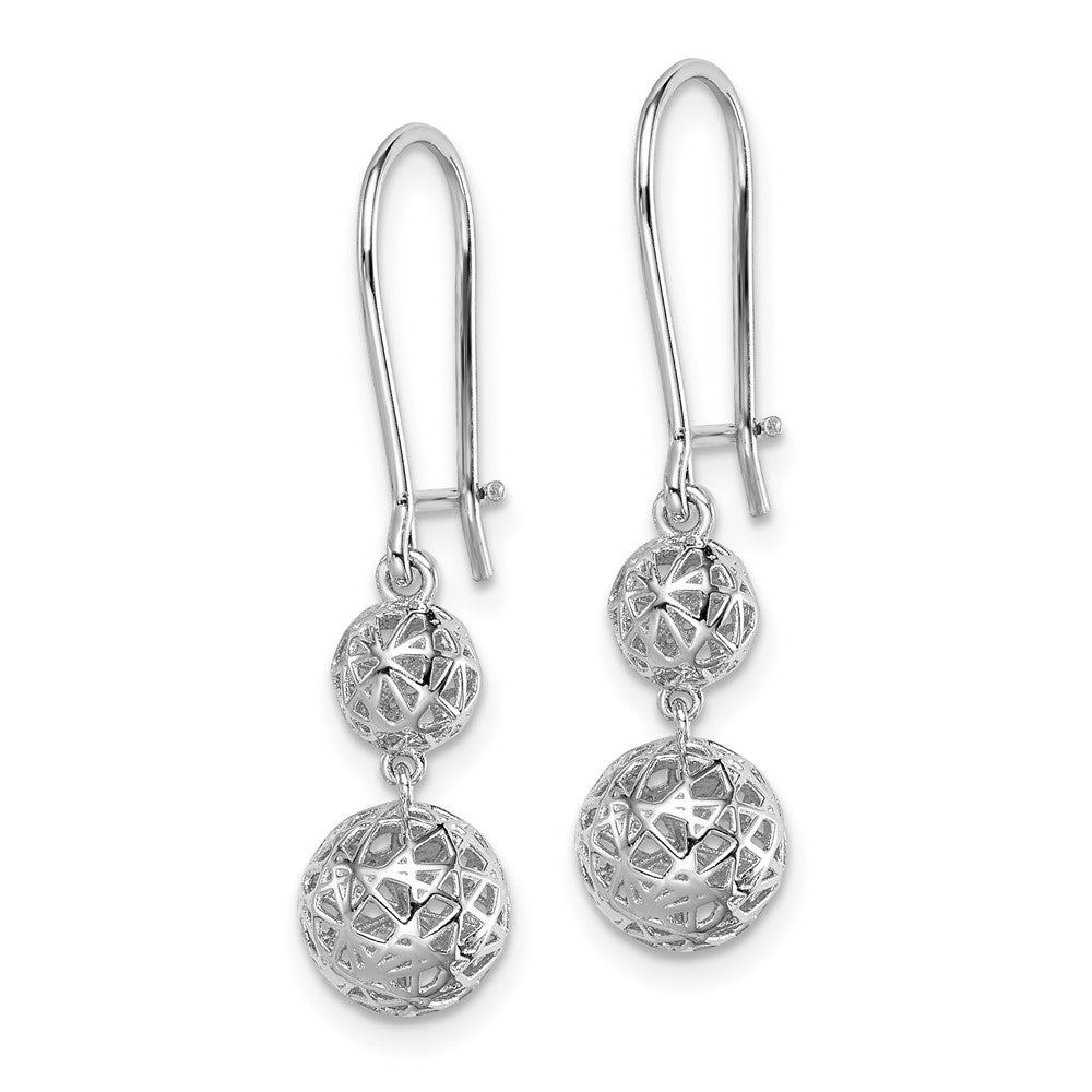 Sterlingsilber Rhodiniert Filigran Kugel Ohrhänger
