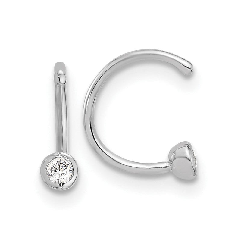 Sterlingsilber Rhodiniert Poliert Zirkonia Zargenfassung Pair Of Manschette Ohrringe