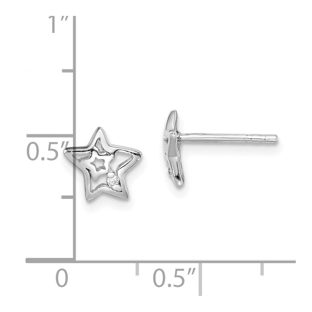 Sterlingsilber Rhodiniert Zirkonia Stern Ohrstecker