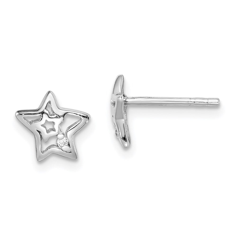 Sterlingsilber Rhodiniert Zirkonia Stern Ohrstecker