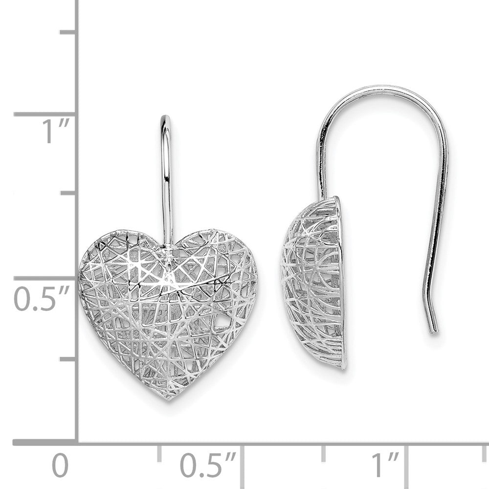 Sterlingsilber Rhodiniert Herz Ohrhänger