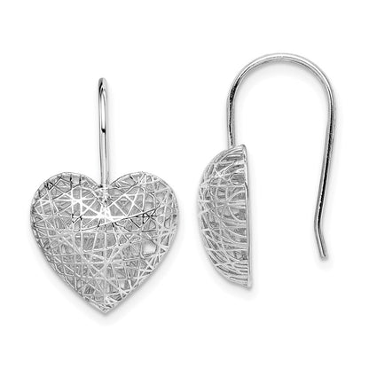 Sterlingsilber Rhodiniert Herz Ohrhänger