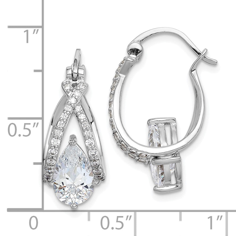 Sterlingsilber Rhodiniert Tropfen Zirkonia Creolen