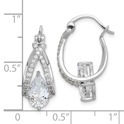 Sterlingsilber Rhodiniert Tropfen Zirkonia Creolen