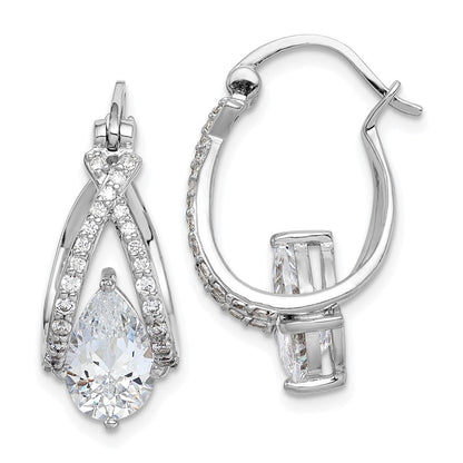 Sterlingsilber Rhodiniert Tropfen Zirkonia Creolen