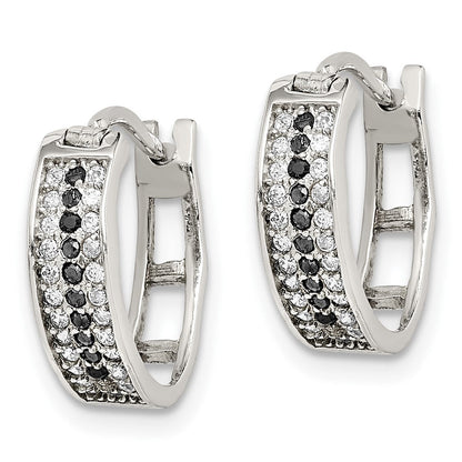 Sterlingsilber Rhodiniert Poliert Schwarz/white Zirkonia 4mm Rund Creolen