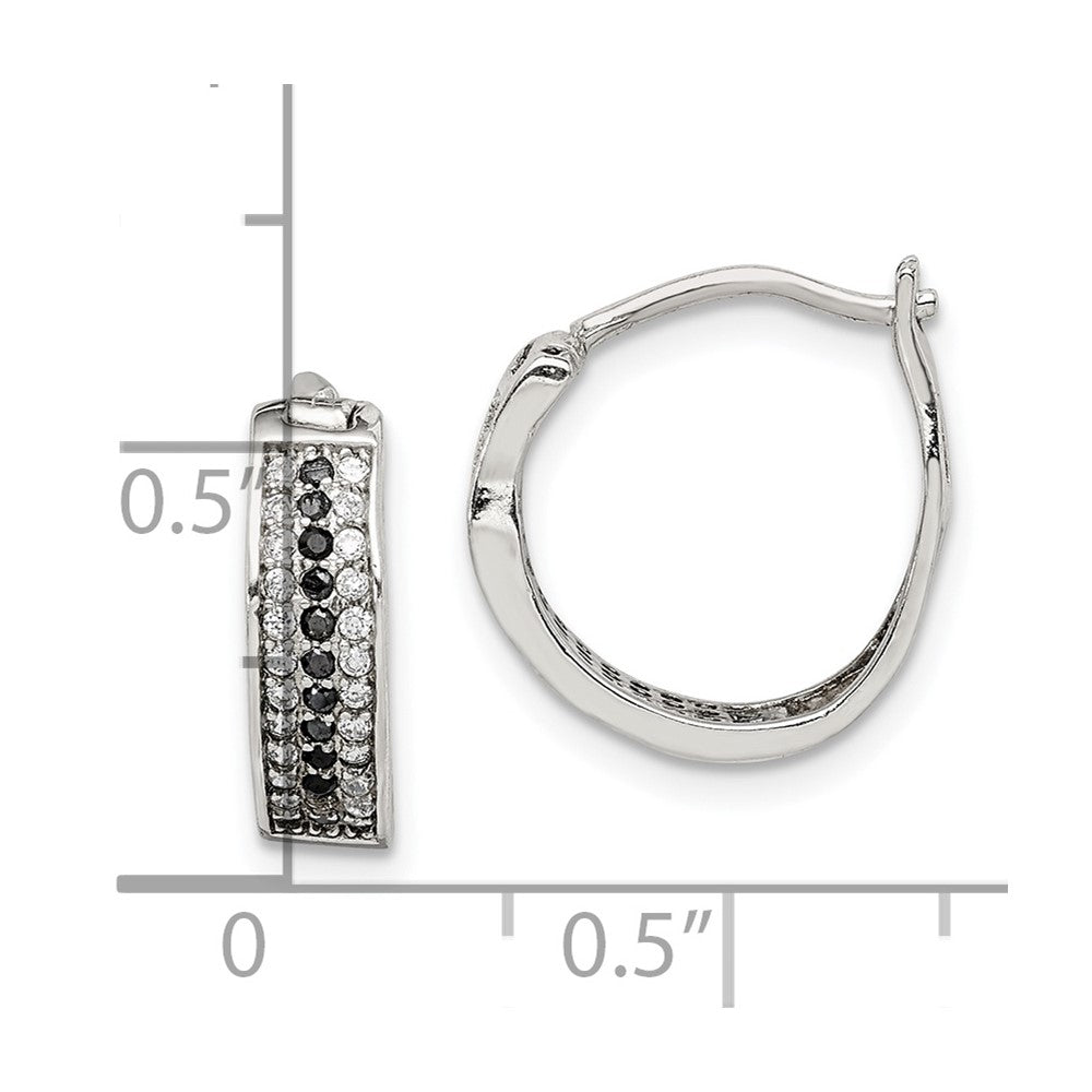 Sterlingsilber Rhodiniert Poliert Schwarz/white Zirkonia 4mm Rund Creolen