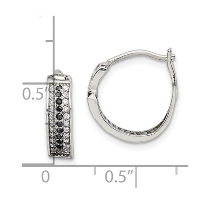 Sterlingsilber Rhodiniert Poliert Schwarz/white Zirkonia 4mm Rund Creolen